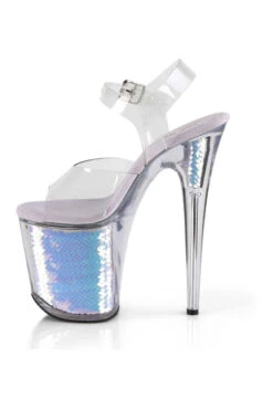 PLEASER FLAMINGO-808MC Exotic Platform Sandal | Clear Vinyl -Strippers Heels Store flamingo 808mc stripper platform sandal clear vinyl sandals pleaser sexyshoescom 3