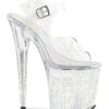 PLEASER FLAMINGO-808MMG Platform Sandal | Clear Vinyl 1 PLEASER FLAMINGO-808MMG Platform Sandal | Clear Vinyl -Strippers Heels Store flamingo 808mmg platform sandal clear vinyl sandals pleaser sexyshoescom