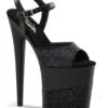 PLEASER FLAMINGO-809-2G Platform Sandal | Black Glitter -Strippers Heels Store flamingo 809 2g platform sandal black glitter sandals pleaser sexyshoescom