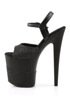 PLEASER FLAMINGO-809-2G Platform Sandal | Black Glitter -Strippers Heels Store flamingo 809 2g platform sandal black glitter sandals pleaser sexyshoescom 3