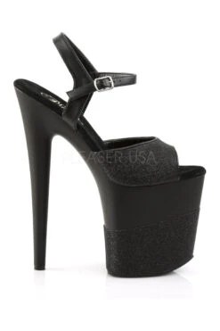 PLEASER FLAMINGO-809-2G Platform Sandal | Black Glitter -Strippers Heels Store flamingo 809 2g platform sandal black glitter sandals pleaser sexyshoescom 5