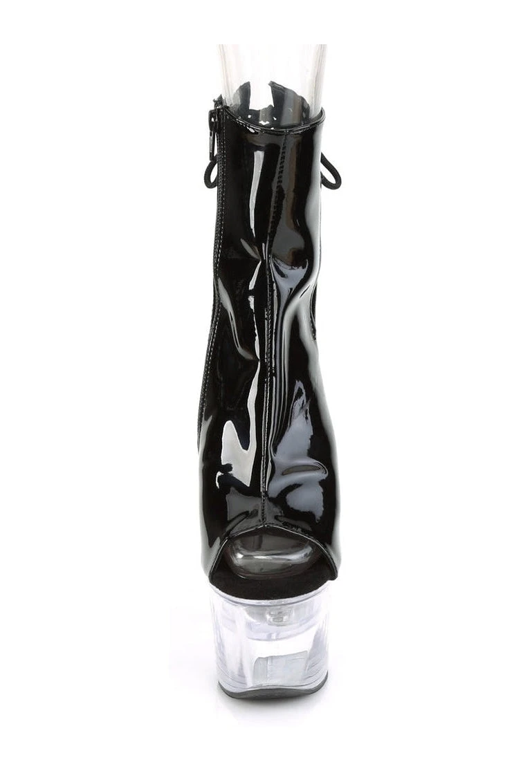 PLEASER FLASHDANCE-1018-7 Platform Ankle Boot | Black Patent 4 PLEASER FLASHDANCE-1018-7 Platform Ankle Boot | Black Patent - Image 2