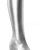 GOGO-300 Go Go Boot | Silver Faux Leather -Strippers Heels Store gogo 300 go go boot silver faux leather knee boots funtasma sexyshoescom