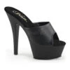 PLEASER KISS-201 Platform Sandal | Black Faux Leather -Strippers Heels Store kiss 201 platform sandal black faux leather slides pleaser sexyshoescom