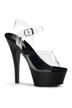 PLEASER KISS-208 Platform Sandal | Black Vinyl