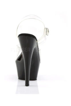 PLEASER KISS-208 Platform Sandal | Black Vinyl -Strippers Heels Store kiss 208 platform sandal black vinyl sandals pleaser sexyshoescom 4