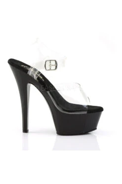 PLEASER KISS-208 Platform Sandal | Black Vinyl -Strippers Heels Store kiss 208 platform sandal black vinyl sandals pleaser sexyshoescom 5