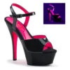 PLEASER KISS-209TT Platform Sandal | Black Patent -Strippers Heels Store kiss 209tt platform sandal black patent sandals pleaser sexyshoescom