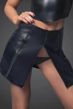 Noir Handmade Leatheratte Zippered Front Mini Skirt