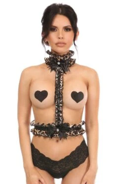 Leopard Velvet Single Strap Body Harness
