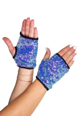 Open Finger Sequin Gloves