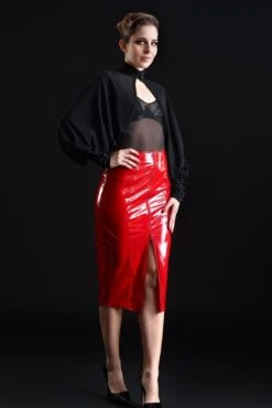 Ornella Vinyl Skirt | Red Vinyl