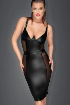 Noir Handmade Pencil Dress With Tulle Inserts And Underwire Top