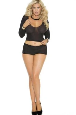 Plus Size Long Sleeve Cami With Booty Shorts -Strippers Heels Store plus size long sleeve cami with booty shorts plus lingerie sets elegant moments sexyshoescom 3