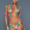 Rainbow Net Hooded Top And Skirt Set -Strippers Heels Store rainbow net hooded top and skirt set dancewear sets bewicked rainbow sexyshoescom