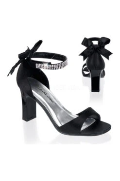 ROMANCE-372 Sandal | Black Genuine Satin