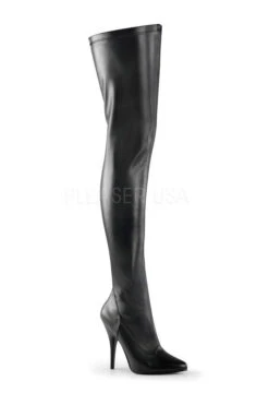 PLEASER SEDUCE-3000 Thigh Boot | Black Faux Leather