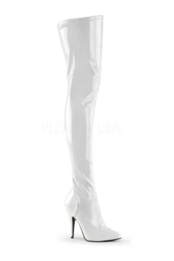 PLEASER SEDUCE-3000 Thigh Boot | White Patent