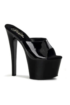 PLEASER SKY-301 Platform Sandal | Black Patent