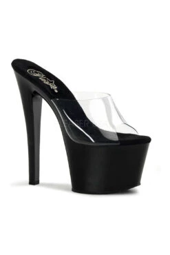 PLEASER SKY-301 Platform Sandal | Black Vinyl