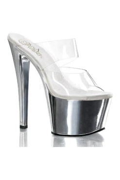 PLEASER SKY-302 Platform Slide | Clear Vinyl