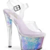 PLEASER SKY-308MC Exotic Sandal | Hologram Vinyl -Strippers Heels Store sky 308mc exotic sandal hologram vinyl sandals pleaser hologram sexyshoescom