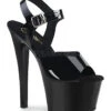 PLEASER SKY-308N Platform Sandal | Black Faux Leather -Strippers Heels Store sky 308n platform sandal black faux leather sandals pleaser black sexyshoescom