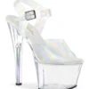 PLEASER SKY-308N-RBH Exotic Sandal | Clear Vinyl -Strippers Heels Store sky 308n rbh stripper sandal clear vinyl sandals pleaser sexyshoescom