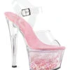 PLEASER SKY-308WHG Platform Sandal | Clear Vinyl -Strippers Heels Store sky 308whg platform sandal clear vinyl sandals pleaser sexyshoescom