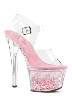 PLEASER SKY-308WHG Platform Sandal | Clear Vinyl