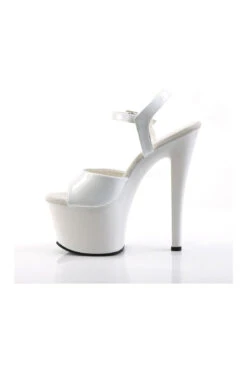 PLEASER SKY-309 Platform Sandal | White Patent -Strippers Heels Store sky 309 platform sandal white patent sandals pleaser sexyshoescom 3