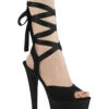 PLEASER SKY-334 Exotic Platform Sandal | Black Faux Leather -Strippers Heels Store sky 334 stripper platform sandal black faux leather sandals pleaser sexyshoescom
