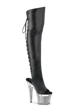 PLEASER SPECTATOR-3019 Thigh Boot | Black Faux Leather