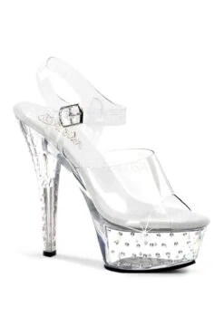 PLEASER STARDUST-608 Platform Sandal | Clear Vinyl