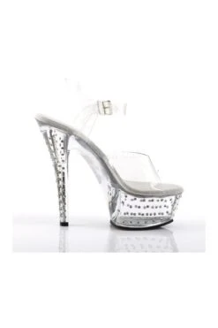 PLEASER STARDUST-608 Platform Sandal | Clear Vinyl -Strippers Heels Store stardust 608 platform sandal clear vinyl sandals pleaser sexyshoescom 5