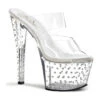 PLEASER STARDUST-702 Platform Slide | Clear Vinyl -Strippers Heels Store stardust 702 platform slide clear vinyl slides pleaser sexyshoescom