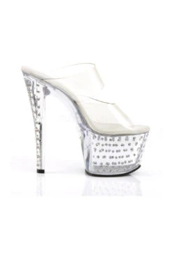 PLEASER STARDUST-702 Platform Slide | Clear Vinyl -Strippers Heels Store stardust 702 platform slide clear vinyl slides pleaser sexyshoescom 5