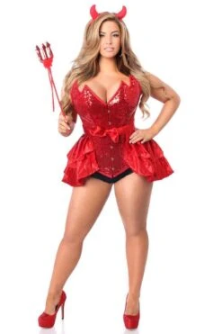 Top Drawer 4 PC Daring Devil Corset Costume -Strippers Heels Store top drawer 4 pc daring devil corset costume costume corsets daisy corsets sexyshoescom 3