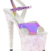 PLEASER UNICORN-711LG Platform Sandal | Purple Vinyl -Strippers Heels Store unicorn 711lg platform sandal purple vinyl sandals pleaser sexyshoescom