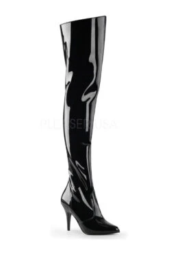 PLEASER VANITY-3010 Thigh Boot | Black Patent