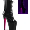 PLEASER XTREME-1020TT Platform Ankle Boot | Black Patent -Strippers Heels Store xtreme 1020tt platform ankle boot black patent ankle boots pleaser sexyshoescom