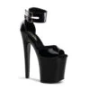 PLEASER XTREME-875 Platform Sandal | Black Patent -Strippers Heels Store xtreme 875 platform sandal black patent sandals pleaser sexyshoescom