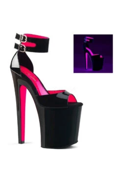 PLEASER XTREME-875TT Platform Sandal | Black Patent