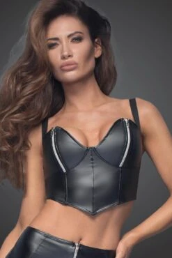 Noir Handmade Zippered Fetish Crop Top